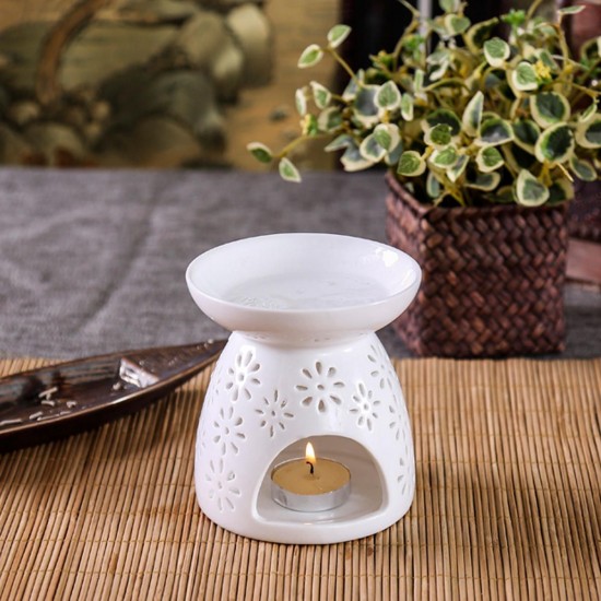 Ceramic Wax Melt Warmer/Oil Incense Burner Daisy Cut-Out Design Incense Holder