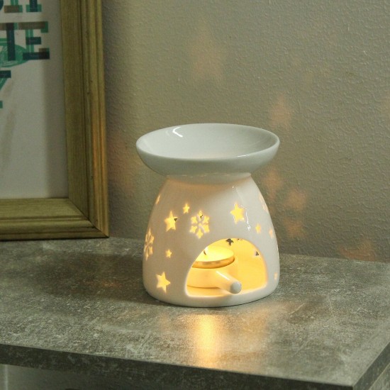 Ceramic White Oil Burner Wax Melt Warmer Diffuser Tealight Candle Holder Indoor