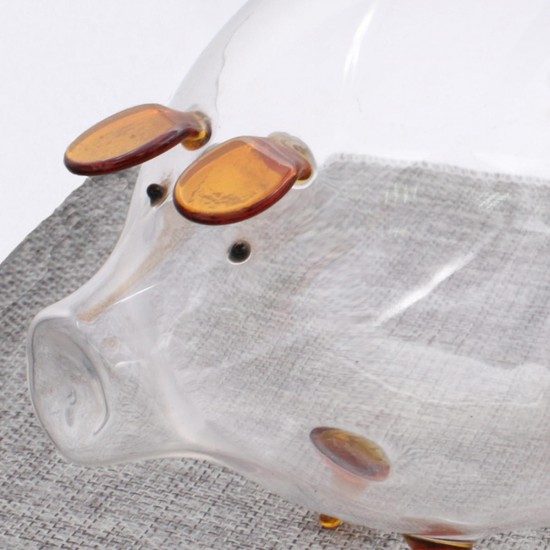 Clear Glass Piggy Bank Coin Money Cash Collectible Saving Box Jar Gift Pig