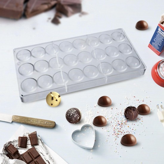 Clear Hard Chocolate Maker Polycarbonate PC DIY 24 Half Ball Candy Mould