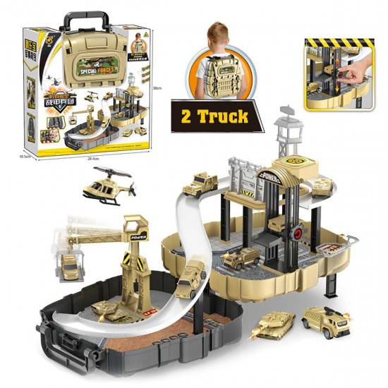 Construction Toys Sets Children's Construction Engineering Set Collection Model Vehicles Metal Tractor Toys Including Tire Shape Track Station Boy Toy Gift