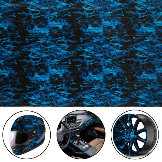 Cool Blue Fire Hydrographic Water Transfer Film Hydro Dipping DIP Print All Car Decorations