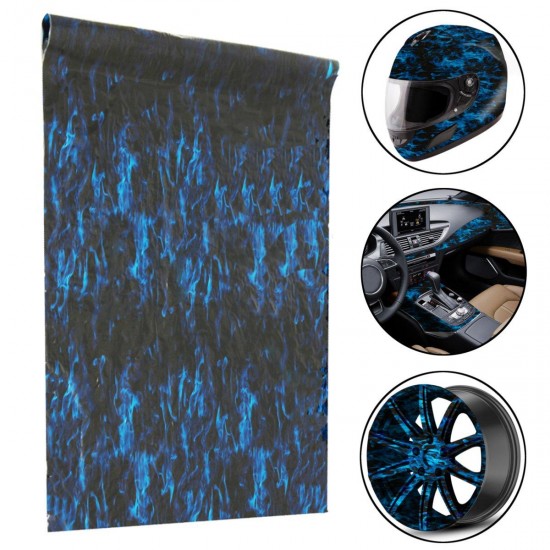 Cool Blue Fire Hydrographic Water Transfer Film Hydro Dipping DIP Print All Car Decorations