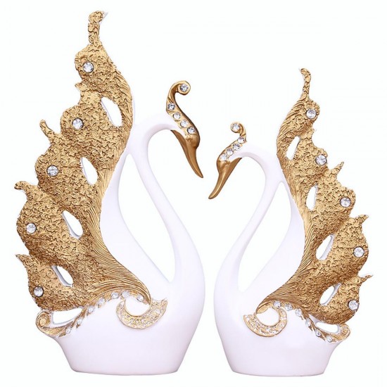 Couple Swan Ornament House Decorations Accessories Living Room TV Cabinet Wedding Gifts