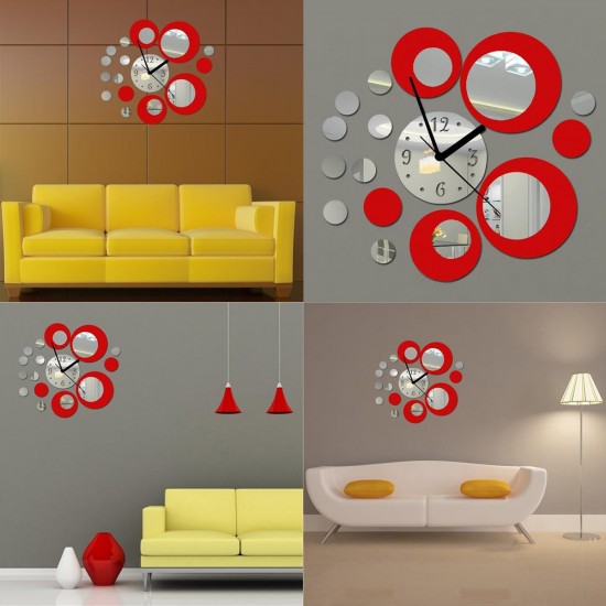 Creative DIY 3D Mirror Wall Acrylic Clock Sticker Unique Big Number Modern Decorations
