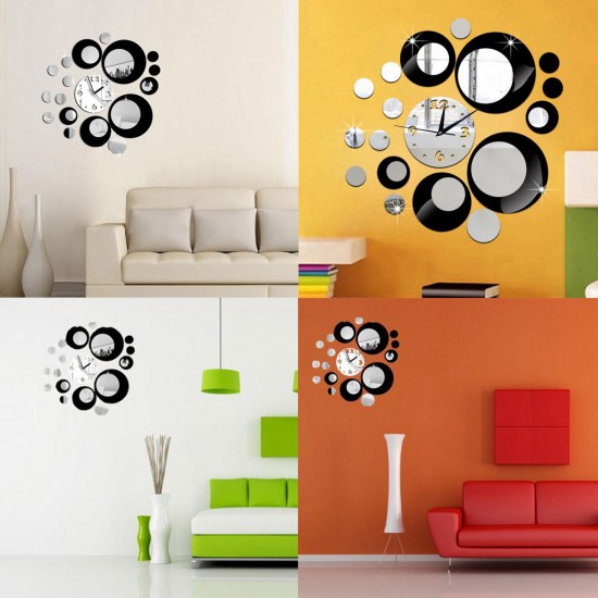 Creative DIY 3D Mirror Wall Acrylic Clock Sticker Unique Big Number Modern Decorations