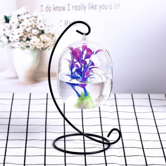Creative Hanging Holder Crystal Terrarium Container Vase With Glass Ball Vase Pot Iron Stand Holder Decorations Creative Hanging Holder Crystal Terrarium Container Vase With Glass Ball Vase Pot Iron Stand Holder Decorations