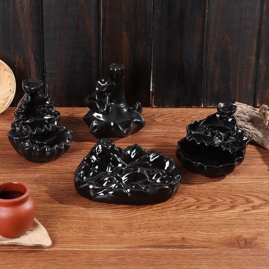 Creative Incense Burner Waterfall Backflow Ceramic Glaze Censer Holder Home Decoration