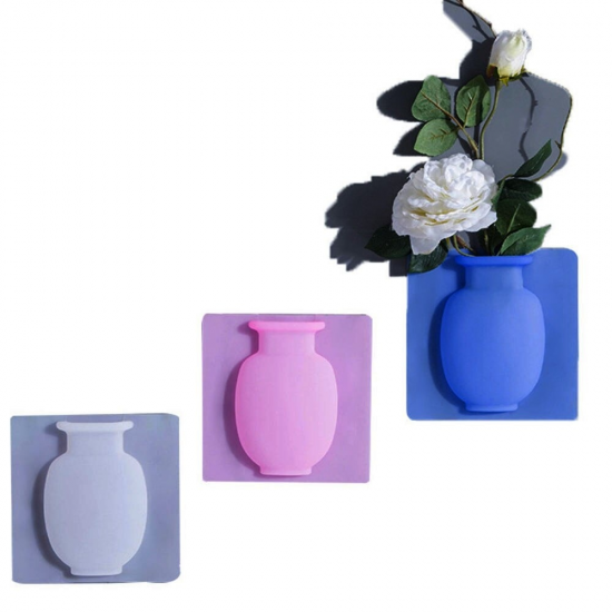 Creative Magic Rubber Wall Vase Silicone Sticky Flower Container Bottle