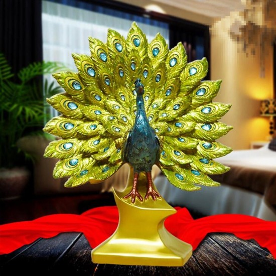 Creative Peacock Ornament Resin Figurine Statue Craft Home Decorations Wedding Gift