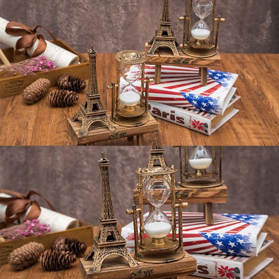 Creative Retro Tower Wooden Hourglass Decorations Ornaments Paris Sandglass Eiffel Tower