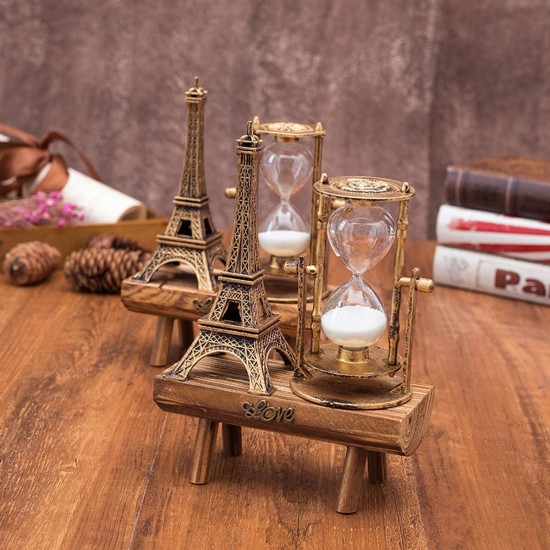 Creative Retro Tower Wooden Hourglass Decorations Ornaments Paris Sandglass Eiffel Tower