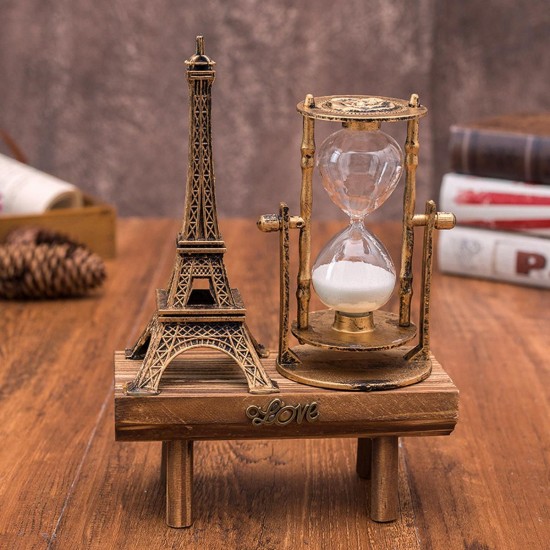 Creative Retro Tower Wooden Hourglass Decorations Ornaments Paris Sandglass Eiffel Tower