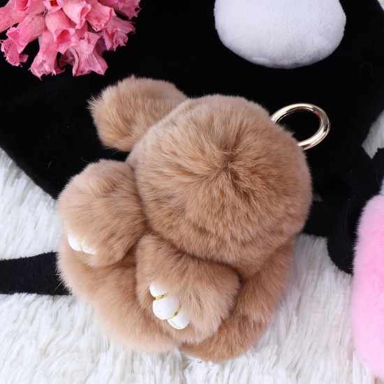 Cute Rabbit Key Chain Soft Bunny Fluffy Doll Bag Pendant Car Keyring