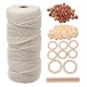 DIY Craft Cord Yarn Natural Cotton Wooden Bead Kit Tapestry Macrame Wall Hanging