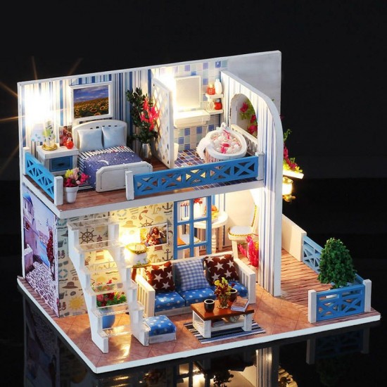 DIY Miniature Dollhouse with Furniture Kit Children Assemble Mini Doll House Model Toys