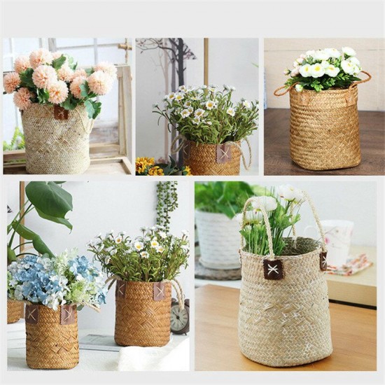 Decorative Woven Flower Basket Dried Flowers Flower Arrangement Basket Retro Woven Straw Storage Flower Basket