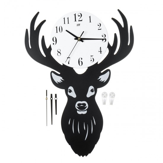 Deer Head Wall Clock Density Fibreboard Home Living Room Nordic Minimalist