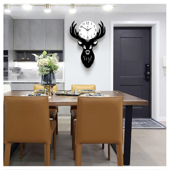 Deer Head Wall Clock Density Fibreboard Home Living Room Nordic Minimalist