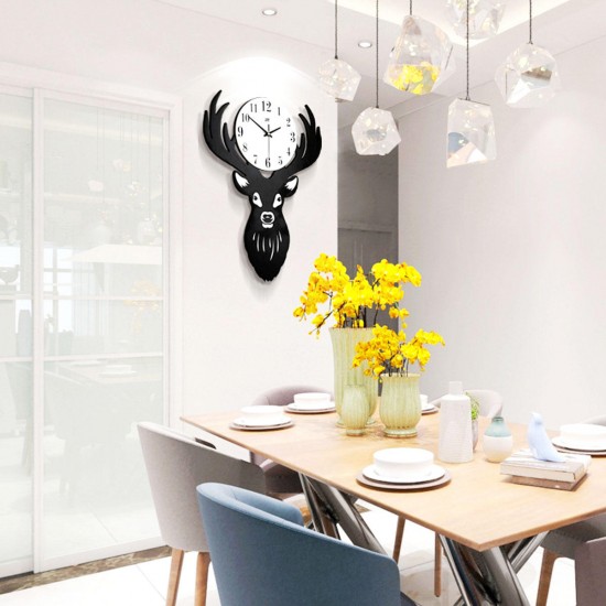 Deer Head Wall Clock Density Fibreboard Home Living Room Nordic Minimalist