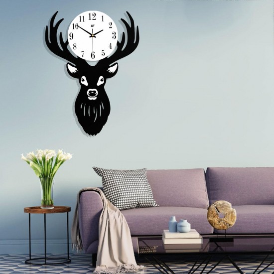 Deer Head Wall Clock Density Fibreboard Home Living Room Nordic Minimalist