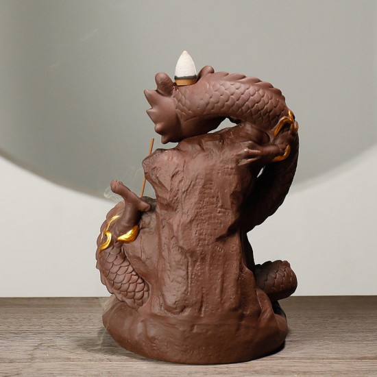 Dragon Porcelain Backflow Ceramic Incense Burner Holder 10 Cones Decorations