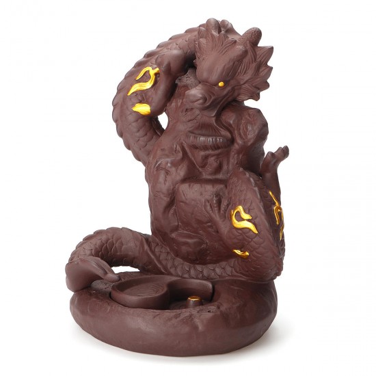 Dragon Porcelain Backflow Ceramic Incense Burner Holder 10 Cones Decorations