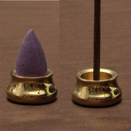 Dual-purpose Mini Copper Incense Cone Stick Burner Holder Plate Censer Tower Bowl Meditation Decor