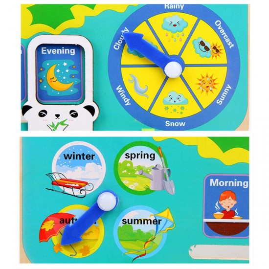 Educational Wooden Toys Children School Calendar Clock Weather Learning Board