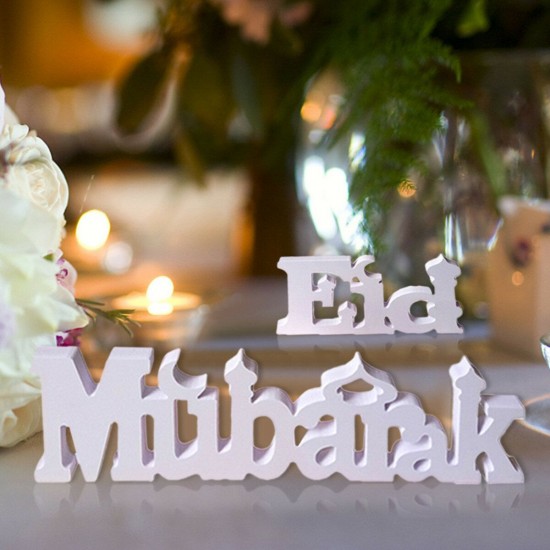 Eid Mubarak Dining Table Ornament Wooden Letters Festival Decorations
