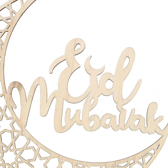 Eid Mubarak Islam Al-Fitr Wooden Ornament Hanging Sign Gift Home Decorations