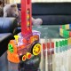 Electric Domino Train Kit Motorized Train Model with Light and Sound 80Pcs Colorful Domino Stacking Model Building Blocks Set for Children