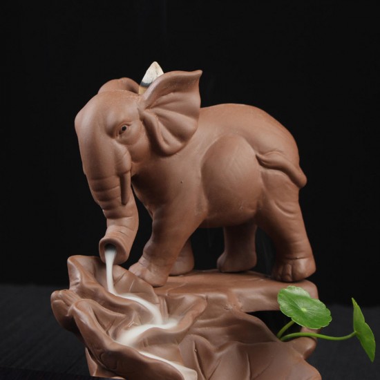 Elephant Backflow Incense Burner Holder Censer Ceramic Home Decorations