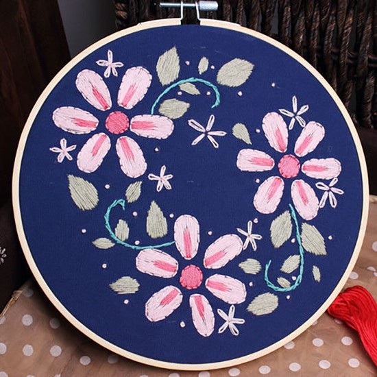 Embroidery Kit for Beginner Flower Pattern Cross Stitch Needlework Without Hoop