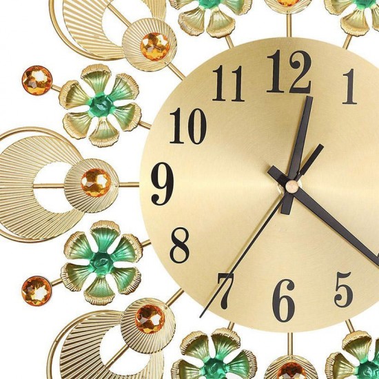 European Retro Flower Diamond Iron Wall Clock Creative Mute Wall Clock Living Room Decorative Clock