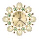 European Retro Flower Diamond Iron Wall Clock Creative Mute Wall Clock Living Room Decorative Clock