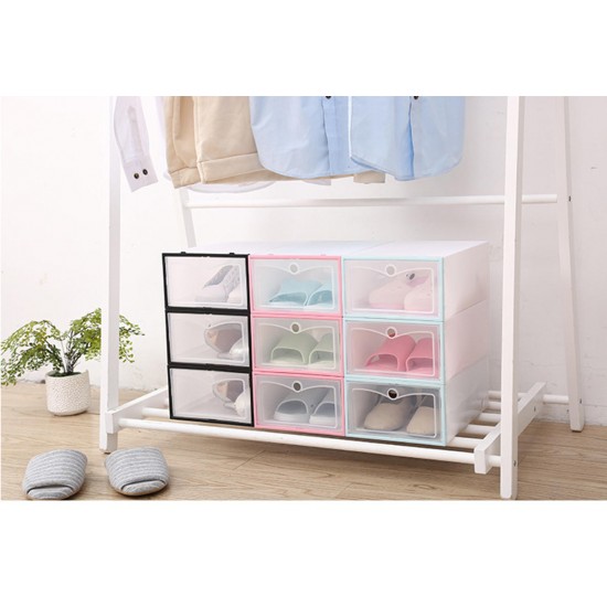 Filp Cover Foldable Clear Plastic Shoe Racks Boxes Storage Organizer Stackable Tidy Single Box