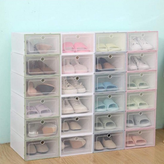 Filp Cover Foldable Clear Plastic Shoe Racks Boxes Storage Organizer Stackable Tidy Single Box Filp Cover Foldable Clear Plastic Shoe Racks Boxes Storage Organizer Stackable Tidy Single Box