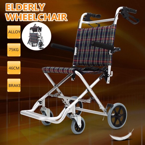 Foldable Lightweight Wheelchair Footrest Backrest Transport Folding Wheels