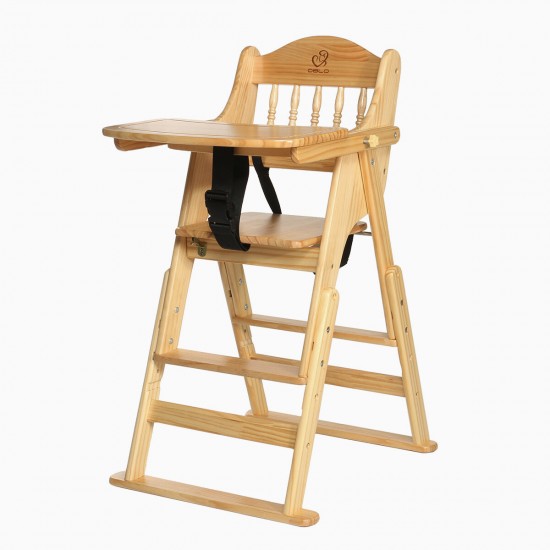 Folding Adjustable Baby Wooden High Chair Table Seat Toddler Feeding Highchair Folding Adjustable Baby Wooden High Chair Table Seat Toddler Feeding Highchair