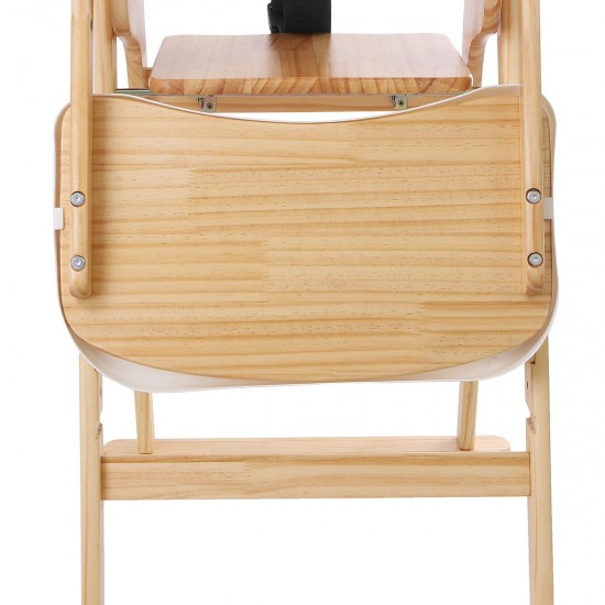 Folding Adjustable Baby Wooden High Chair Table Seat Toddler Feeding Highchair