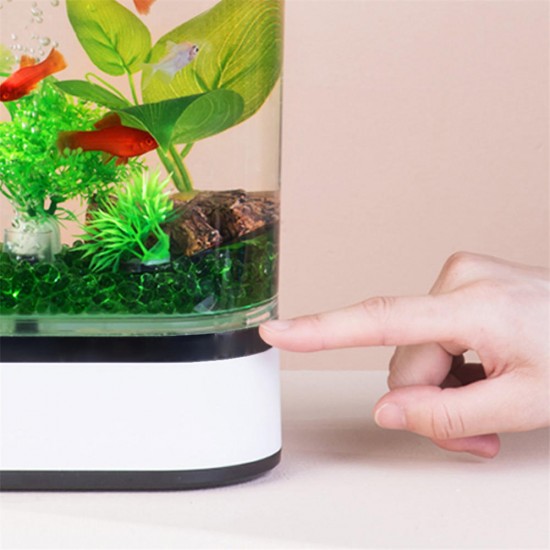 Geometry Mini Lazy Fish Tank USB Charging Self-cleaning Aquarium with 7 Colors LED Light