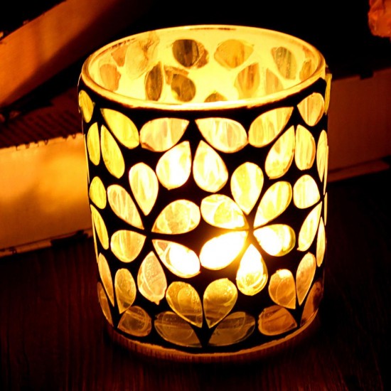 Glass Candle Holder Votive Moroccan Tea Light Table Lamp Candleholder