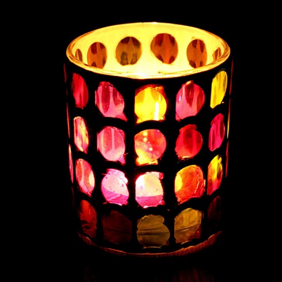 Glass Candle Holder Votive Moroccan Tea Light Table Lamp Candleholder