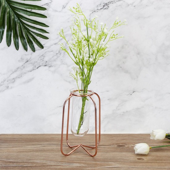 Glass Planter Test Tube Vase Pot + Retro Iron Stand Holder Plants Flowers Decoration Glass Planter Test Tube Vase Pot + Retro Iron Stand Holder Plants Flowers Decoration