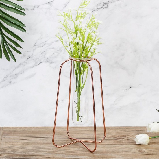Glass Planter Test Tube Vase Pot + Retro Iron Stand Holder Plants Flowers Decoration Glass Planter Test Tube Vase Pot + Retro Iron Stand Holder Plants Flowers Decoration