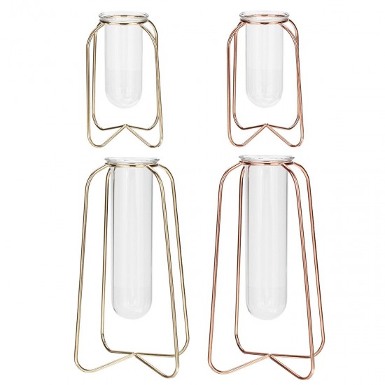 Glass Planter Test Tube Vase Pot + Retro Iron Stand Holder Plants Flowers Decoration Glass Planter Test Tube Vase Pot + Retro Iron Stand Holder Plants Flowers Decoration