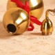 Gold Brass Feng Sui Gourd with Red Ribbon Good Luck Collection Decorations