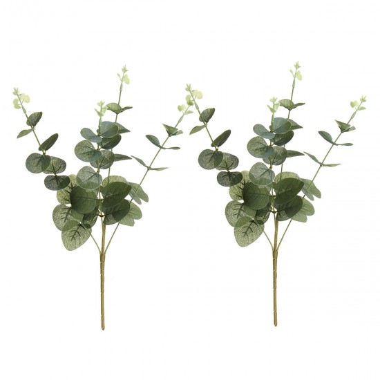 Green Artificial Plant Faux Silk Eucalyptu Gum Spray Leaf Flower Plastic Branches Home Decorations