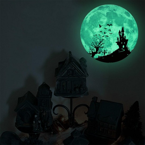 Halloween Moon Bat Glow In Dark Wall Sticker Luminous Removable Party Room Decorations Halloween Moon Bat Glow In Dark Wall Sticker Luminous Removable Party Room Decorations